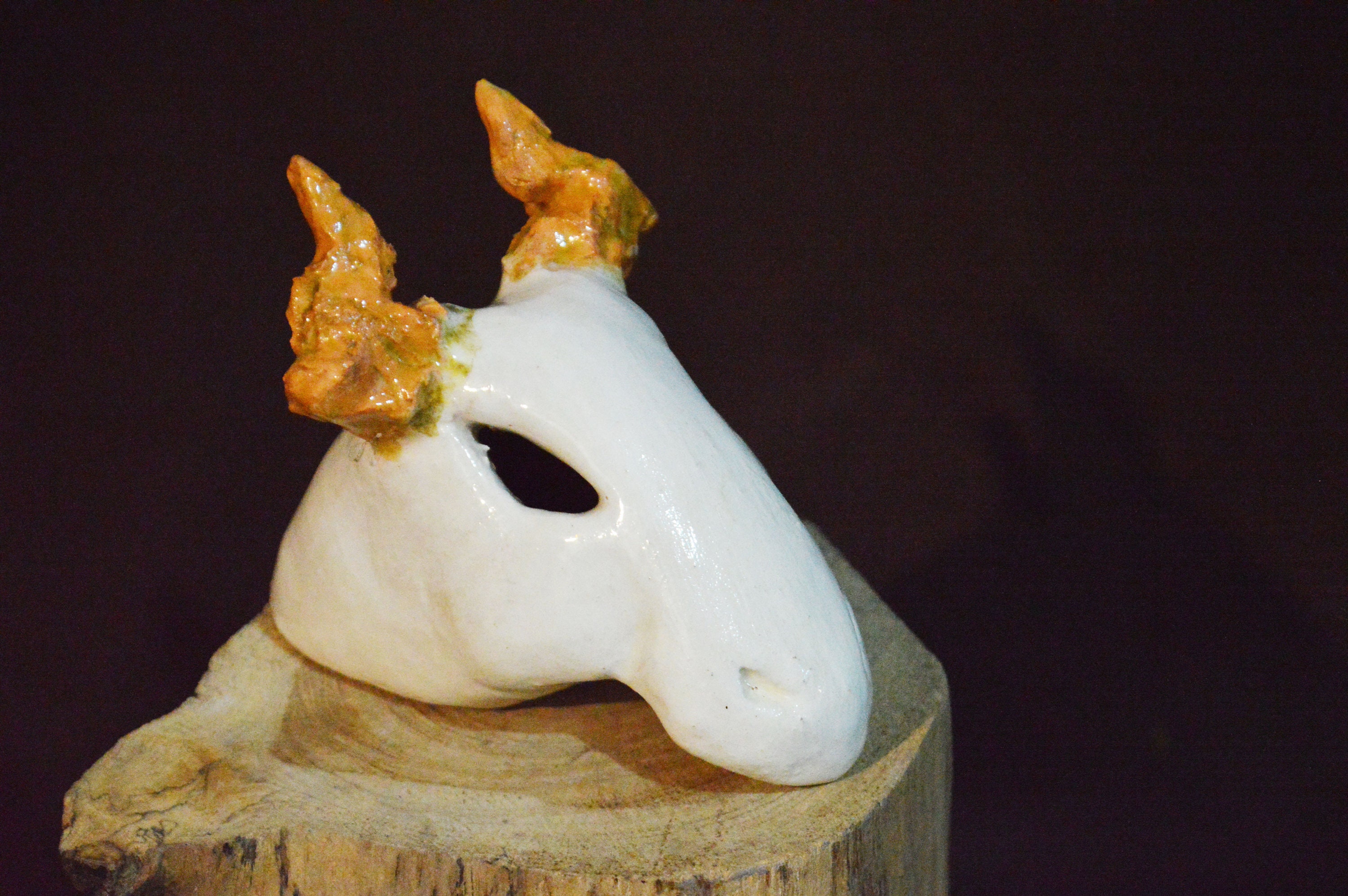 Handmade Ceramic Animal Skull With Horns Ceramic Sculpture Etsy