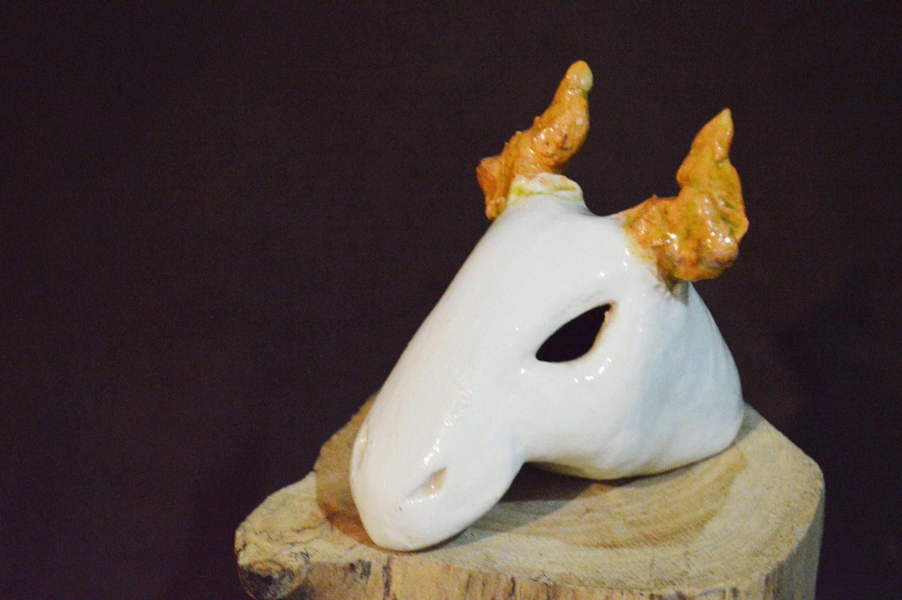 Handmade Ceramic Animal Skull With Horns Ceramic Sculpture Etsy