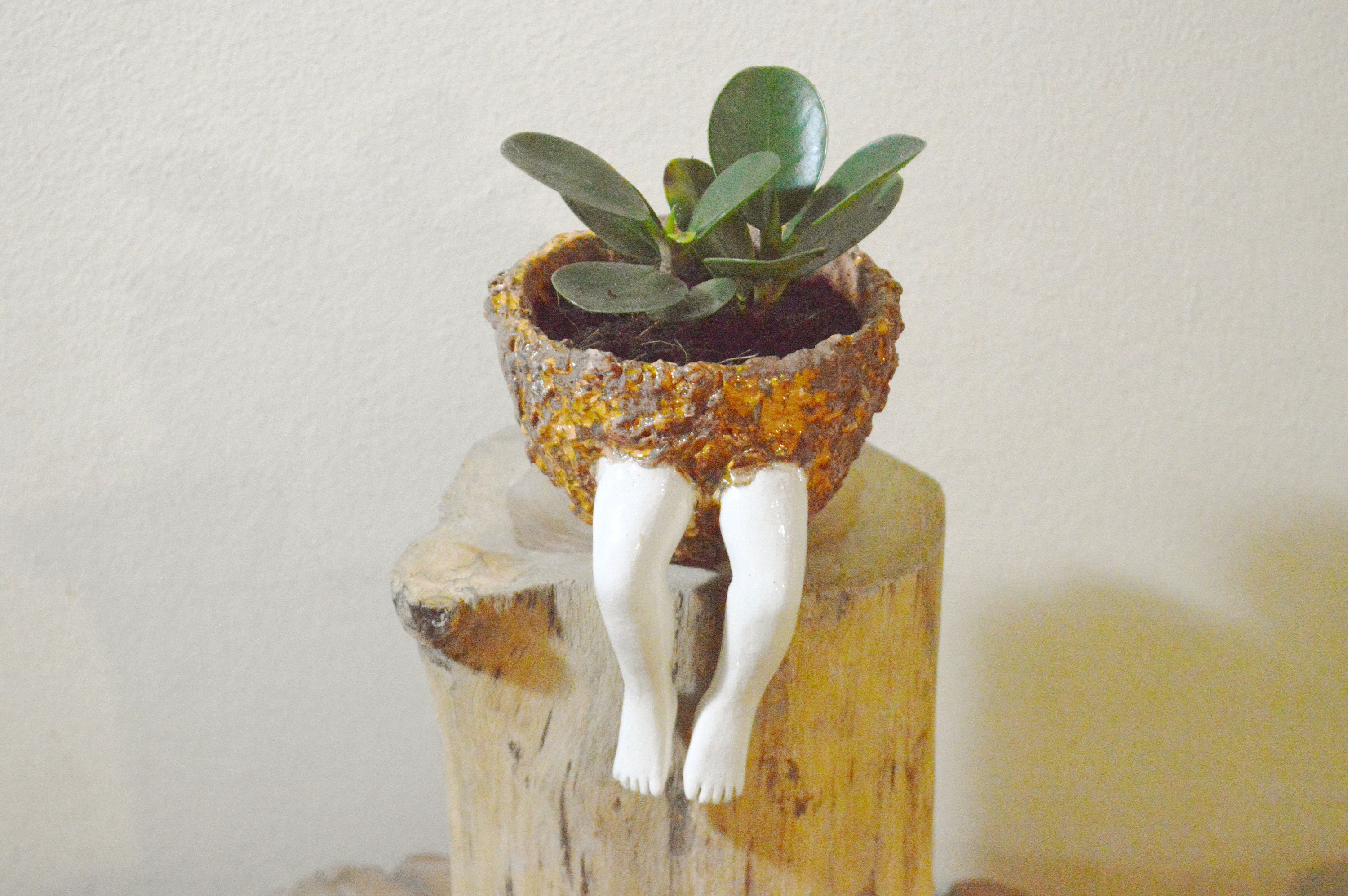 Rusty Ceramic Planter With Legs Handmade Unique Planter Legs Etsy