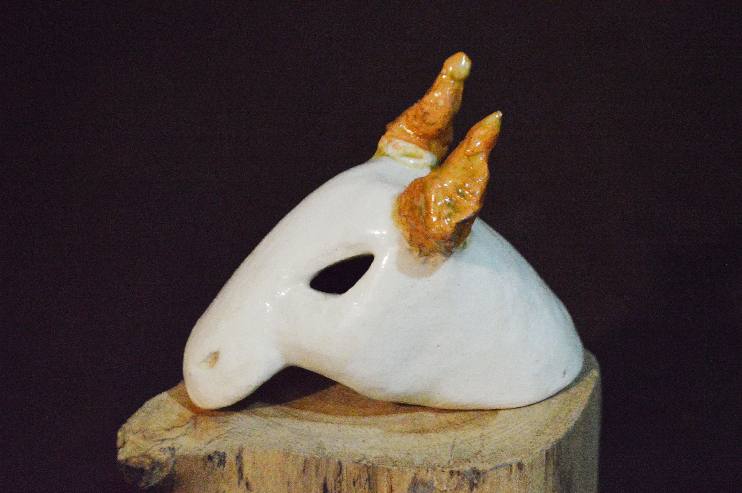 Handmade Ceramic Animal Skull With Horns Ceramic Sculpture Etsy