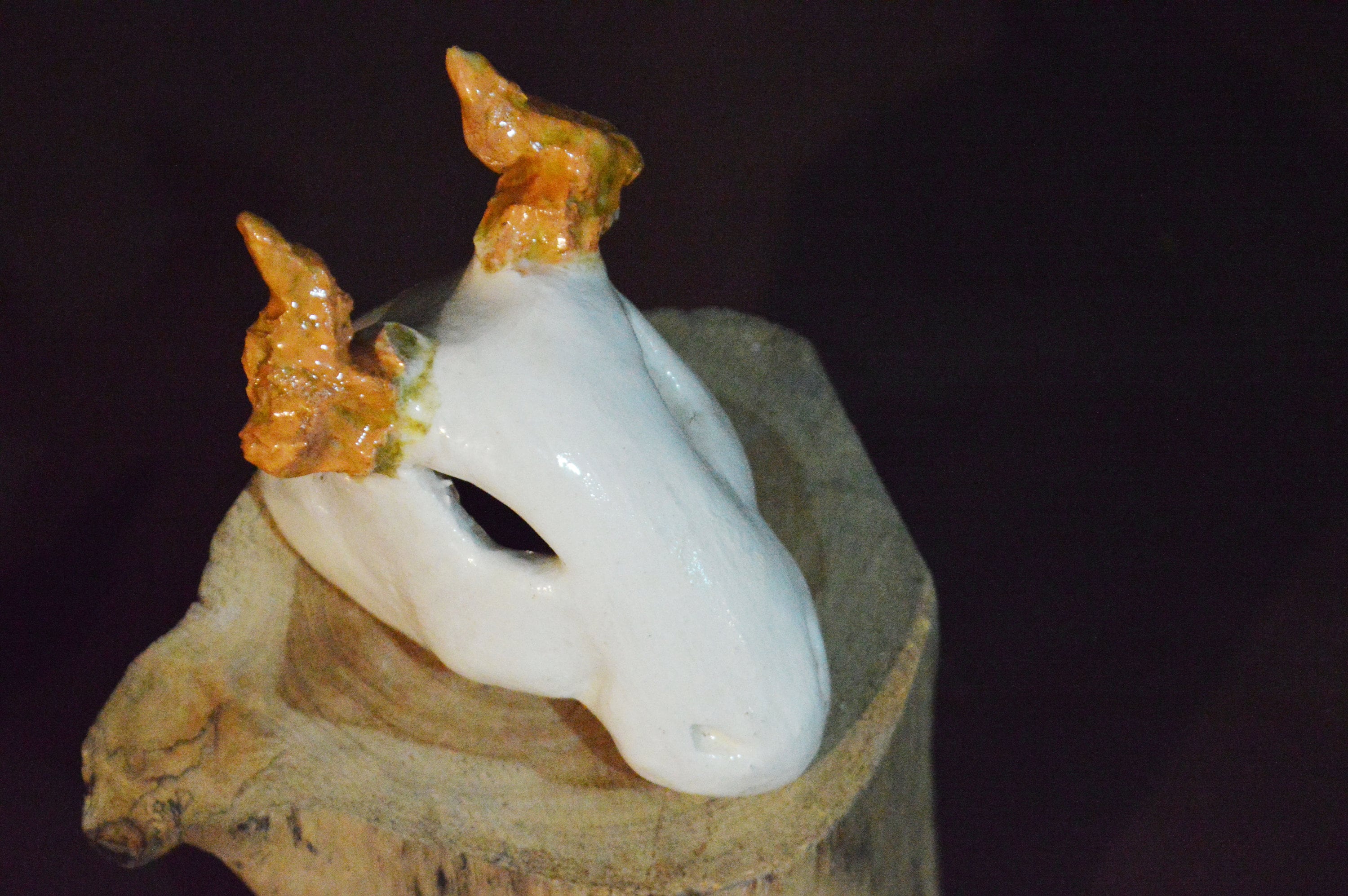 Handmade Ceramic Animal Skull With Horns Ceramic Sculpture Etsy