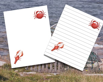 gift, nautical, Ocean, Crustacean, US Ltr, US Half, crustaceancore, lobster+crab, stationery, stationery, lined, unlined, journal, pen pal