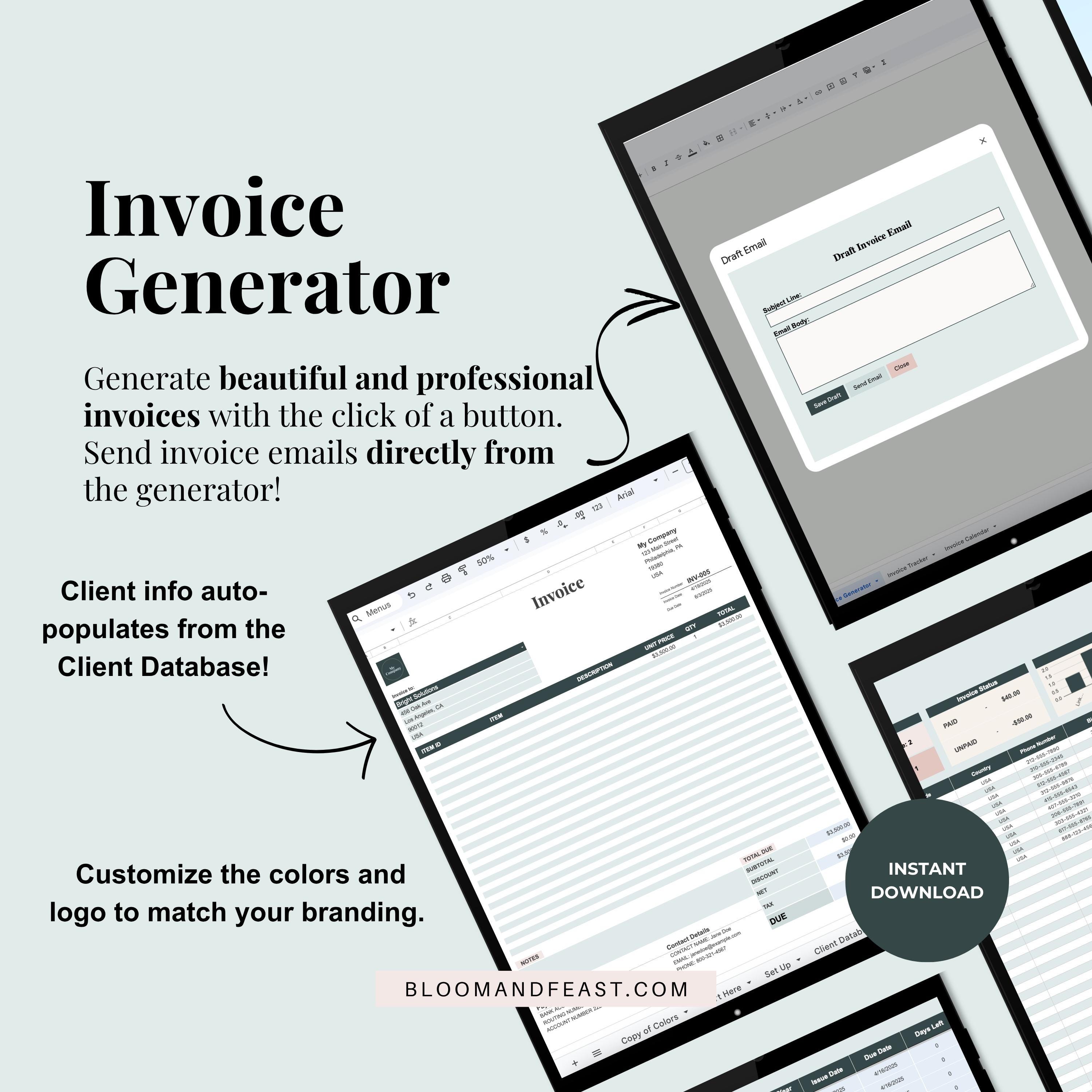 Invoice Tracker and Generator With Client Database, Invoice Template ...