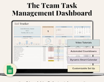 Team Task Manager Google Sheets Team Task Tracker and Task Manager with Monthly Dynamic Calendar Task List Business Planner Spreadsheet