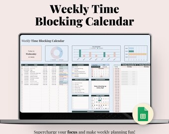 Weekly Time Blocker Spreadsheet 15 Minute Planner Google Sheets Task Tracker with To Do List, Brain Dump, and Productive Routine Scheduler