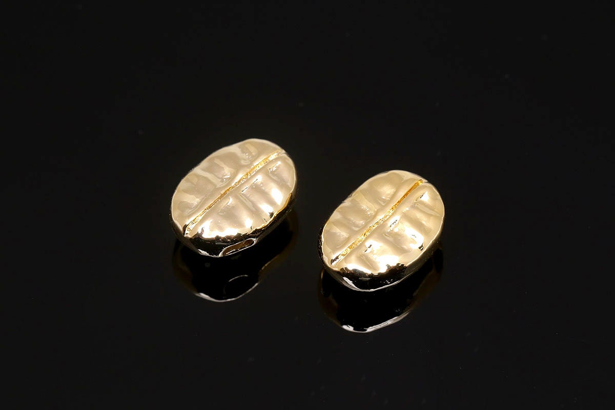 アクセサリー coffe H691-2pcs-gold Plated-9.8*7mm Dainty Coffee Bean Charm -tiny