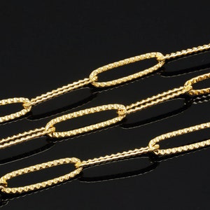A403-1M-Gold Plated-20*5mm Cable Chain- Textured Oval Link Chain -212LSW