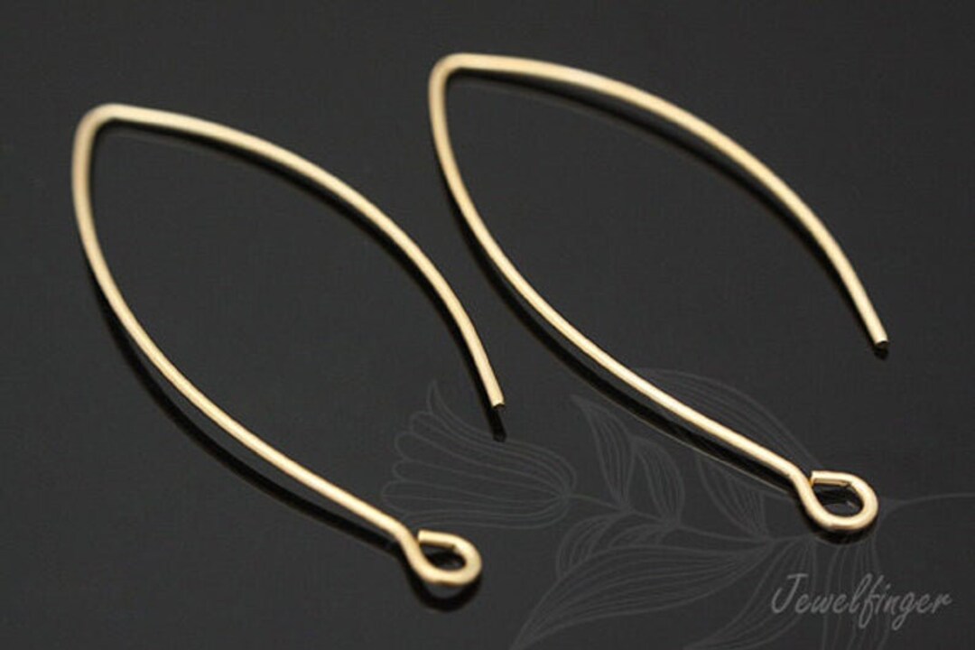 Light Gold Earring Hooks - 18K Gold filled OVAL Ear Wires - Gold Ear Hook -  Jewelry Findings for Minimalist jewelry gift P-084