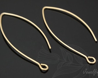 B632-5 pairs-Gold Plated-Oval Ear wires -Earring Hooks-Ni Free Ear Hook