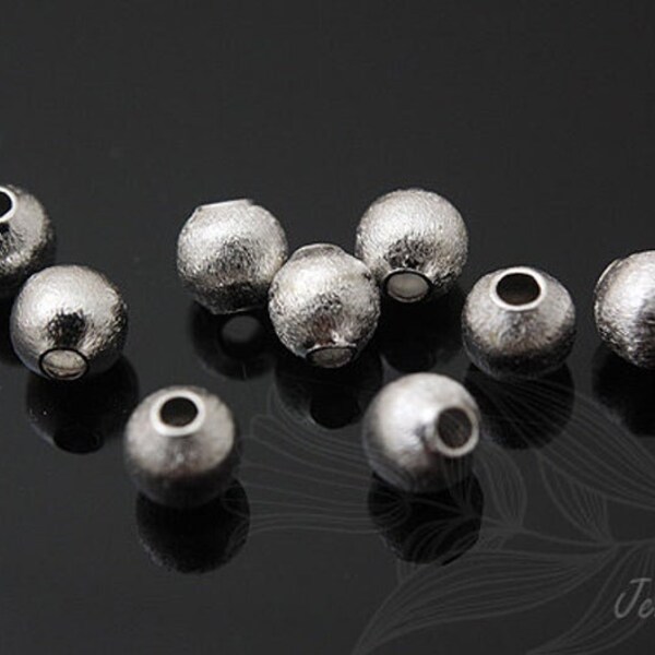 B155-10pcs-rhodium plaqué-Stardust en laiton perle-4mm sable meulage perles