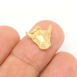 CH135-2pcs 14*14mm Matt Gold Plated-OX Head Charm,Bull Head Pendant,Buffalo Head Pendant