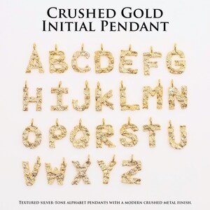 B332-2ea Hammered Initial Charms,Gold Plated Alphabet Pendant,Custom Jewelry Making