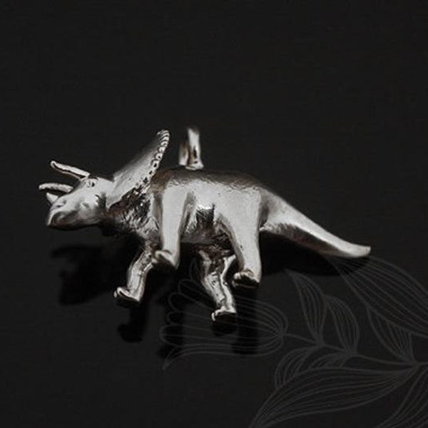 M1596-2pcs-Matt Rodium Plated-Triceratops Charm-Metal Charms-Animal Charms-Dinosaur Pendant