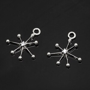 M407-2 Stück-Rhodium überzogene-12 * 11 mm Kubische Starburst Charms-Kubische Stern Charm-North Star Anhänger