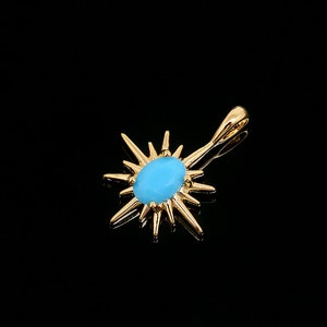 CH2066-1piece-16*22mm Gold Plated-Turquoise Cubic North Star Charms-Faceted CZ Sun Pendant