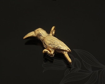 Matt Gold Plated Toucan Metal Charms [M1555-2 pcs]