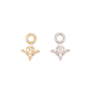 6*9 mm kleiner CZ Nordstern Charm, Stern Anhänger, Mini Starburst Charms [CH2114-2STÜCK]