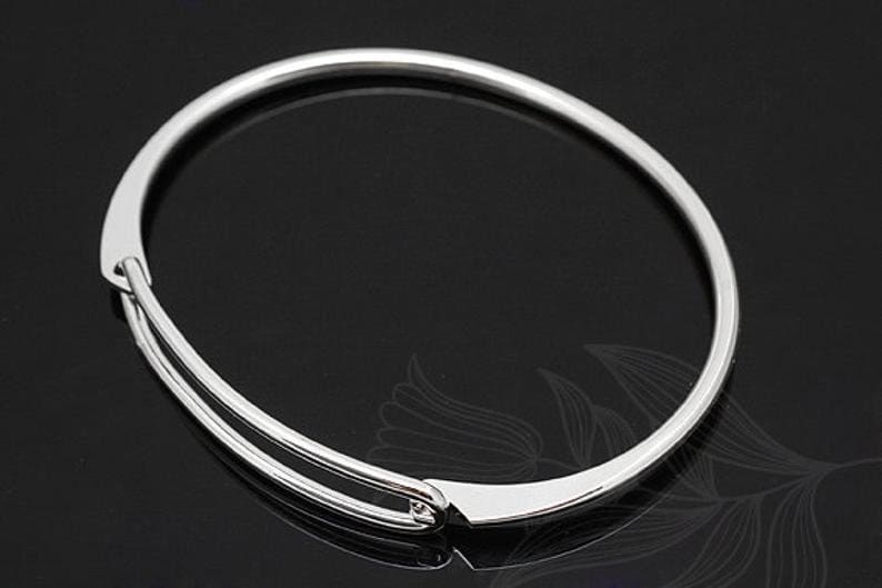 Rhodium Plated E-coated Brass Bangle, Nickel Free (60x50 Mm