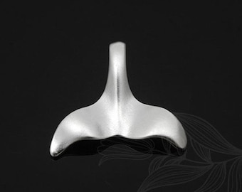 S1187-2pcs-Matt Rhodium Plated-Whale Tail Charm, Fluke Pendant