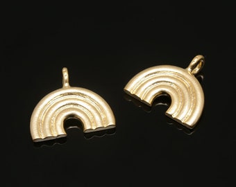 CH0023-2pcs-Matt Gold Plated-14*12.3mm Rainbow Charms-Medallion Pendant-Necklace  Making Supply