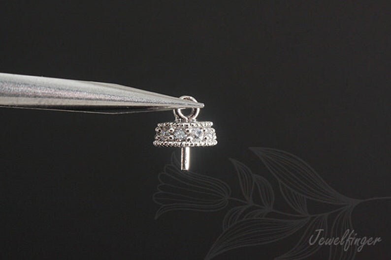 H393-2pcs-Rhodium Plated-6mm Bead Cap-For Half Drilled Beads Bead Cap