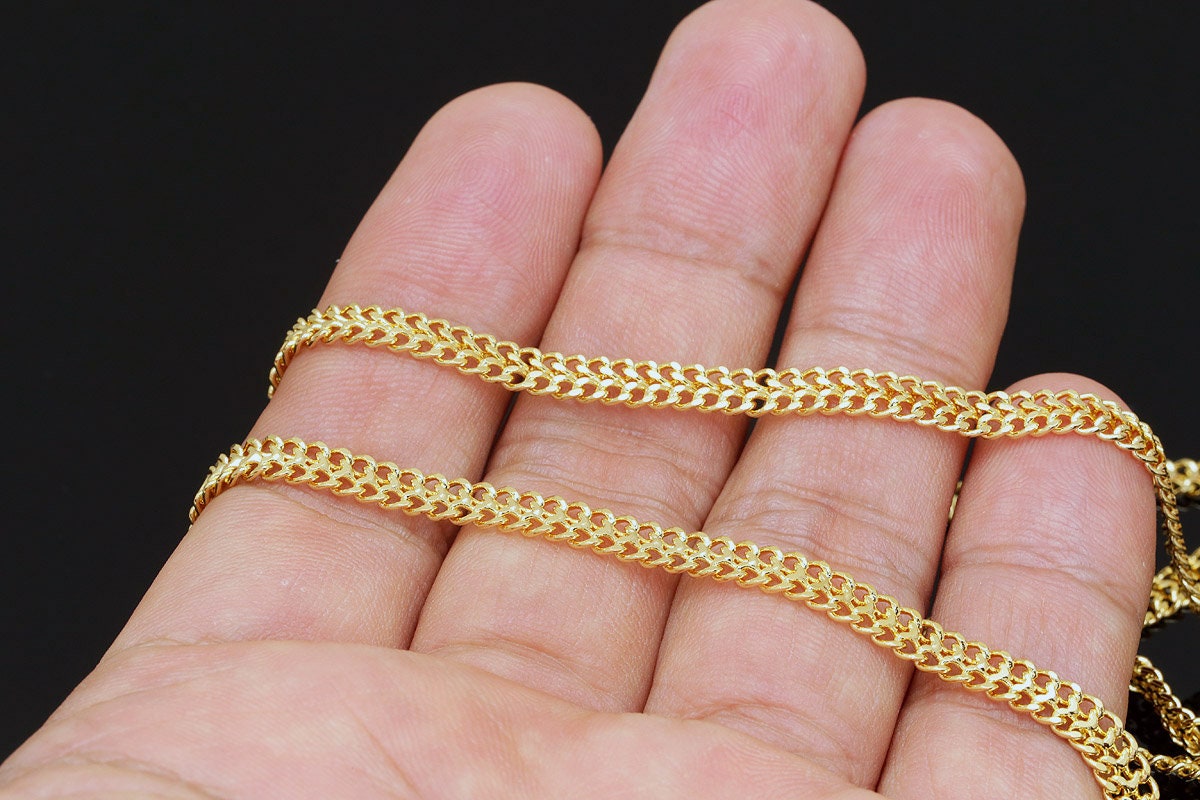 Two Line Chain A408-1m-gold Plated-curved 2 Line Chain -flat Chain-y160-2 - Etsy UK