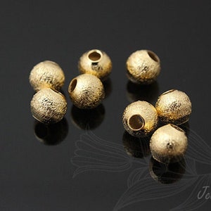 B326-10pcs-Gold Plated-Stardust Brass Bead-4mm Sand Grinding Treatment Beads