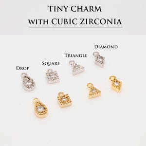 C756-4ea, Tiny Cubic Charm, Mini Cubic Drop, Square, Triangle, Diamond Pendant, Charm for Necklace, Bracelet, Daily Jewelry