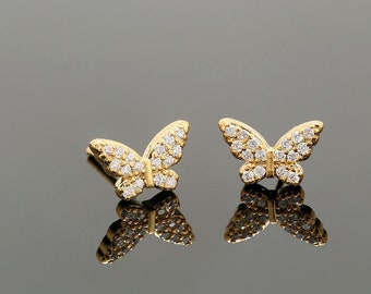 Boucles D'oreilles Papillons En Métal Blanc Garanti Sans Nickel - Modèle N°602 - Neuves Avec étiquette