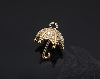 M965-1piece-Gold Plated-Tini Cubic Charm-Mini Cubic Umbrella Pendant