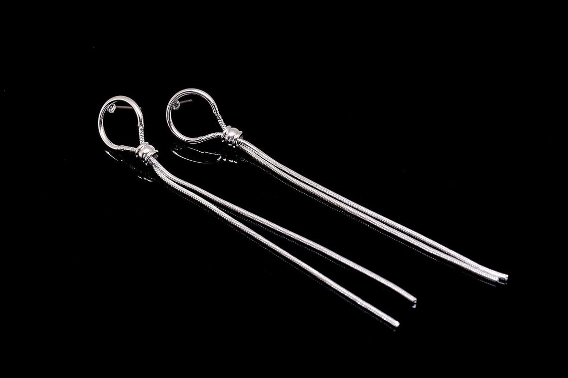 B265-1 Pairs-rhodium Plated-80mm Snake Chain Earrings-titanium | Etsy