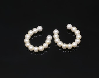 CH5014-1piece-Gold Plated-3.2mm Pearl Ear Cuff -Nickel Free-Non-Pierced Earring,Simple Ear Cuff