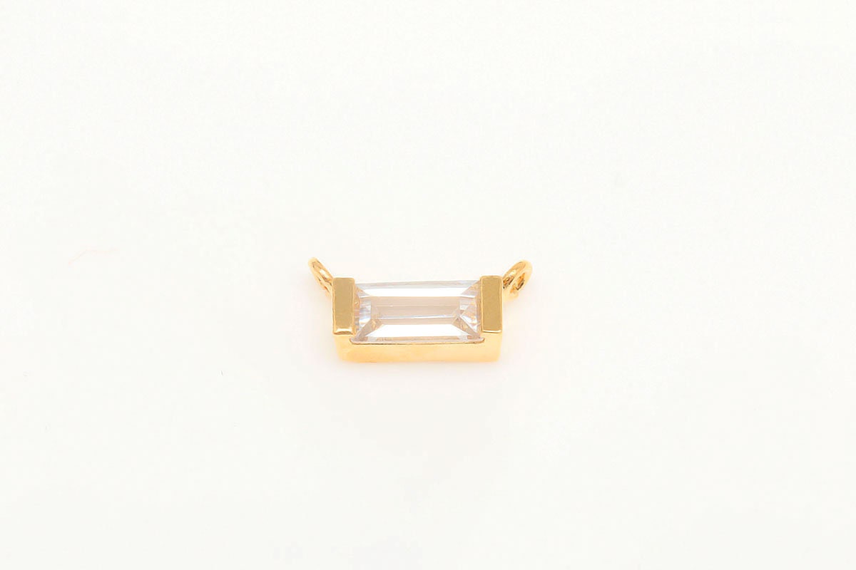 K597-2pcs-3*7mm Gold Plated-tiny Baguette Cubic Zirconia