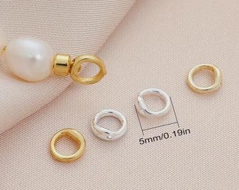 Pig Nose Closed Ring Connector,E-Coated Double Holes Connector Rings,Bracelet Necklace End Loop 5mm, End Beads Tips [C369-10PCS]
