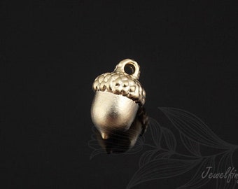 Charms gland délicats plaqués or mat, perles gland en laiton [E672-2 pcs]