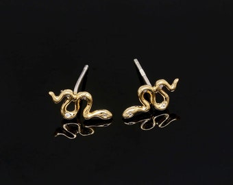 CH5030-1pairs-Gold Plated-6*11.5mm Dainty CZ Snake Earrings -Silver Post-Jewelry Findings