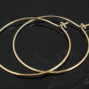 B102-3pairs-Gold Plated-30mm Round Hoop Earrings-Earring component -Ni Free