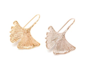 Ginkgo Leaf Earrings, Nickel Free,E-Coated,Nickel Free [CH6041-1pair]