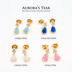 Teardrop Opal Cubic Zirconia Earrings, 16K Gold Plated Brass, Nickel Free Silver Post [CH6077-1 pair]