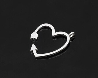 M1759-2pcs-Matt Rhodium Plated-Heart-arrow