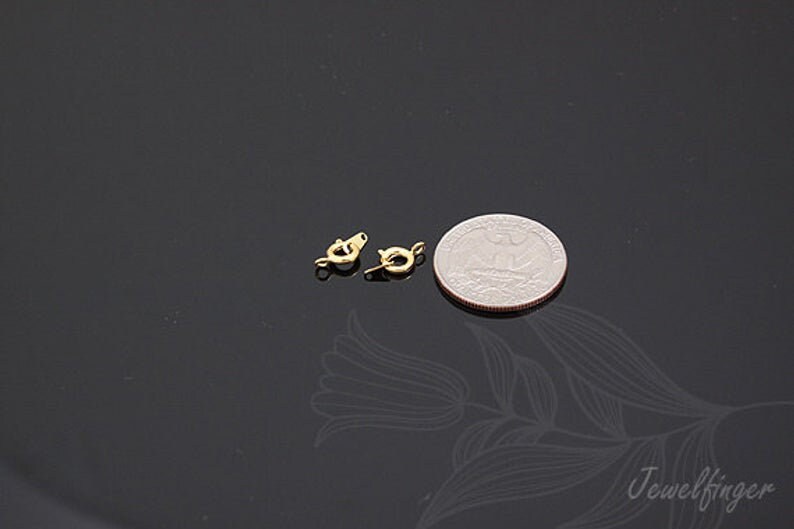 B031-5pcs-Gold Plated SpringRing Clasp with Taps Lock Finding-Metal Clasp image 2