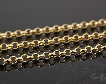 A031-2.5mm BL-1M-Gold  Plated BL Chain, Nickel Free