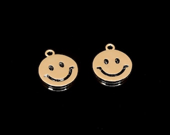 Vergoldete 8 mm Lächeln Charms [H1298-2 Stück]