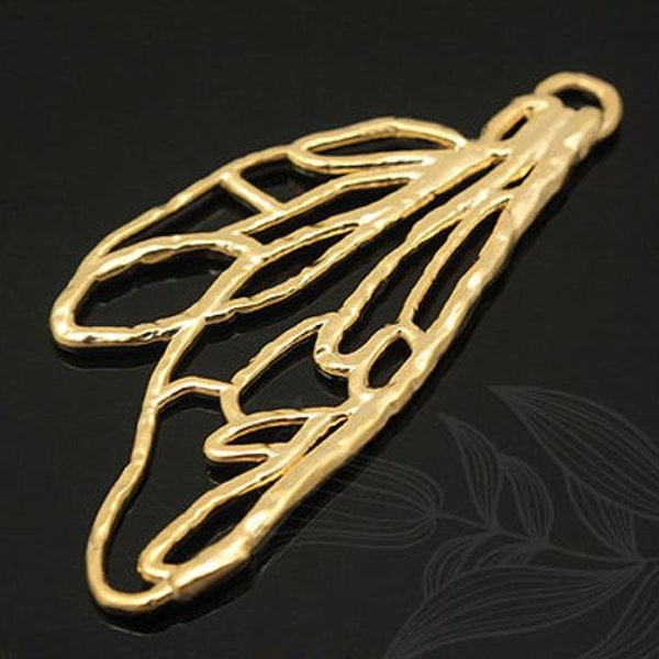 M1310-2pcs-Matt Gold Plated-Dragonfly Wing pendant,Dragonfly Wing Charm