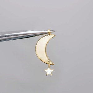 F35-2pcs-21mm Gold Plated-Moon & Star Charms-Necklace Earrings Making Supply