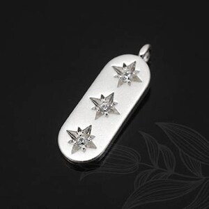 E1088-2pcs-Matt Rhodium Plated-Cubic Stick Charm-CZ Bar Pendant-North Star Charm