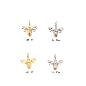 M1125,M1126,M1129,M1130-2PCS, Honey Bee Charm, Tiny Honey Bee Pendant, Tiny Bumble Bee Pendants, Minimalist Nature Bug Charm