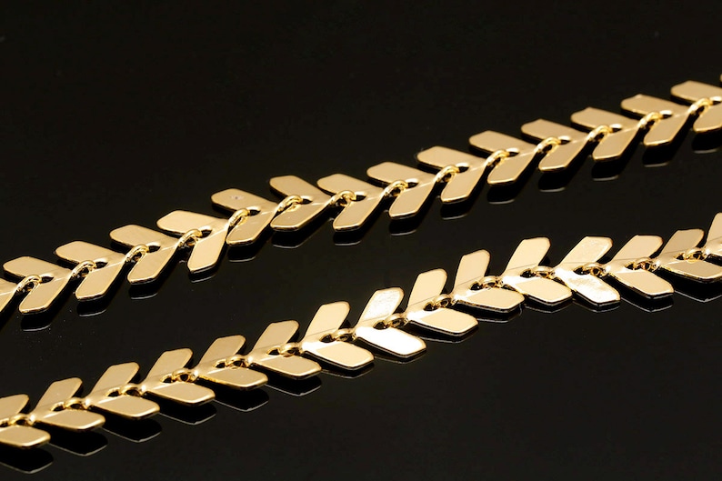 A416-1m-gold Plated-65mm Laurel Leaf Chain-fish Bones Chain | Etsy