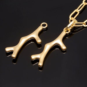 M342-2pcs-Matt Gold Plated-24*8mm Tiny Coral Branch Charms -Coral Branch Pendant
