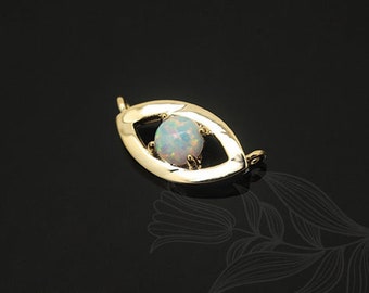 M1330-2pcs-Gold Plated-White Opal  Evil Eye Charm